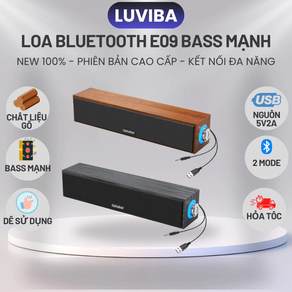 Loa máy tính vi tính bass mạnh để bàn, loa nghe nhạc mini pc laptop điện thoại tivi LUVIBA E09