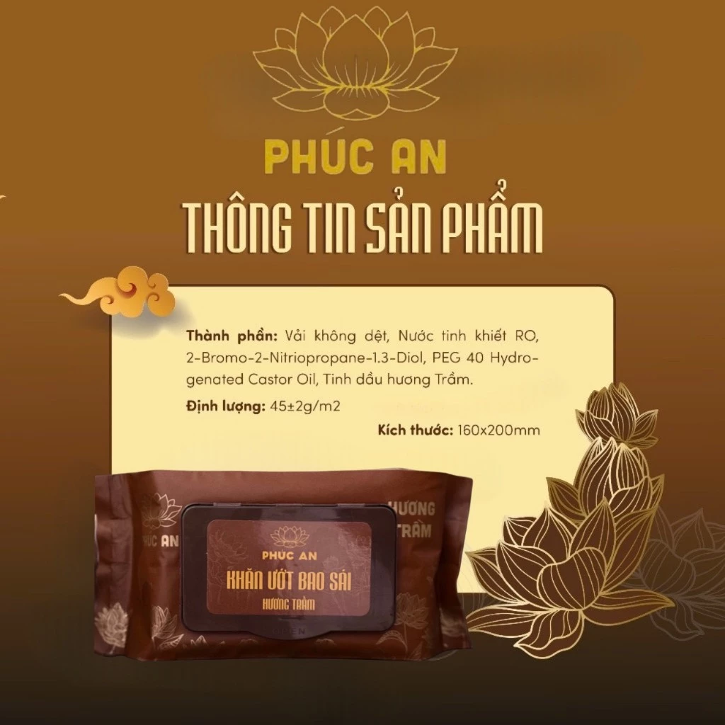 1 Gói 80 khăn ướt bao sái ban thờ Phúc An, khăn lau ban thờ(Hương Trầm Ngũ Vị )