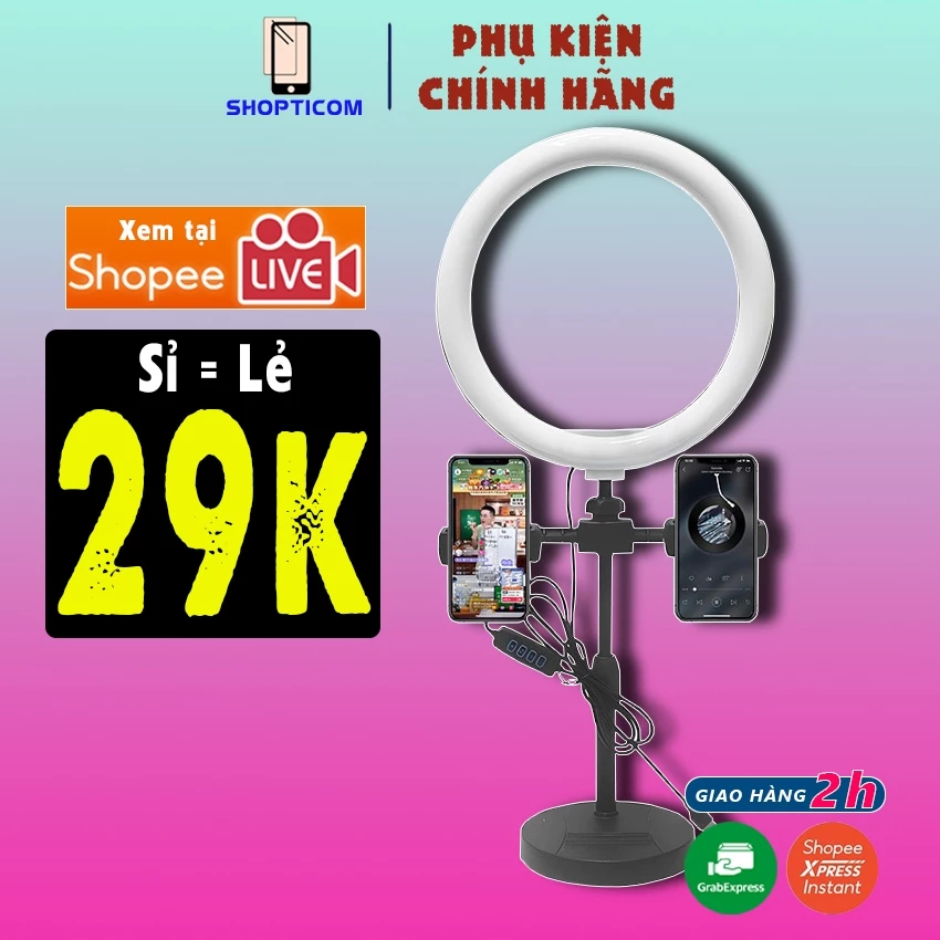 Giá đỡ kẹp điện thoại có đèn S P Livestream, quay video xoay 360 độ hỗ trợ xem phim, quay video