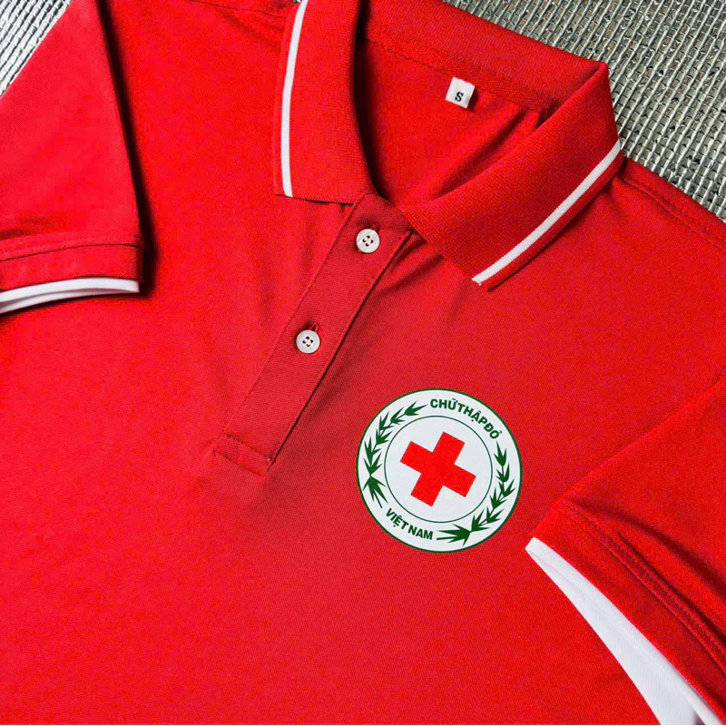 Áo thun hội chữ thập đỏ Viễn Phát Uniform - vải cá sấu poly