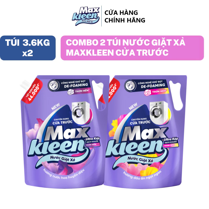 [Live New] Combo 2 Túi Nước Giặt Xả MaxKleen Cửa Trước 3.6kg Hương Nước hoa huyền diệu & Dấu ấn ngọt ngào