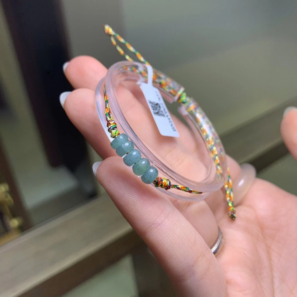Dây tết ngũ điếu - mẫu dây kéo hoặc dây rút chất đá ngọc màu lam xinh xắn đeo tay dành cho mọi lứa tuổi