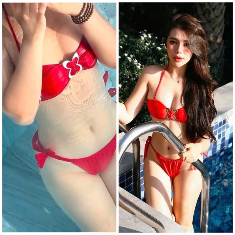 [HCM] Bikini Đồ Bơi 2 Mảnh Cup Ngang Có Dây Cổ ,Áo Hoạ Tiết Khoen