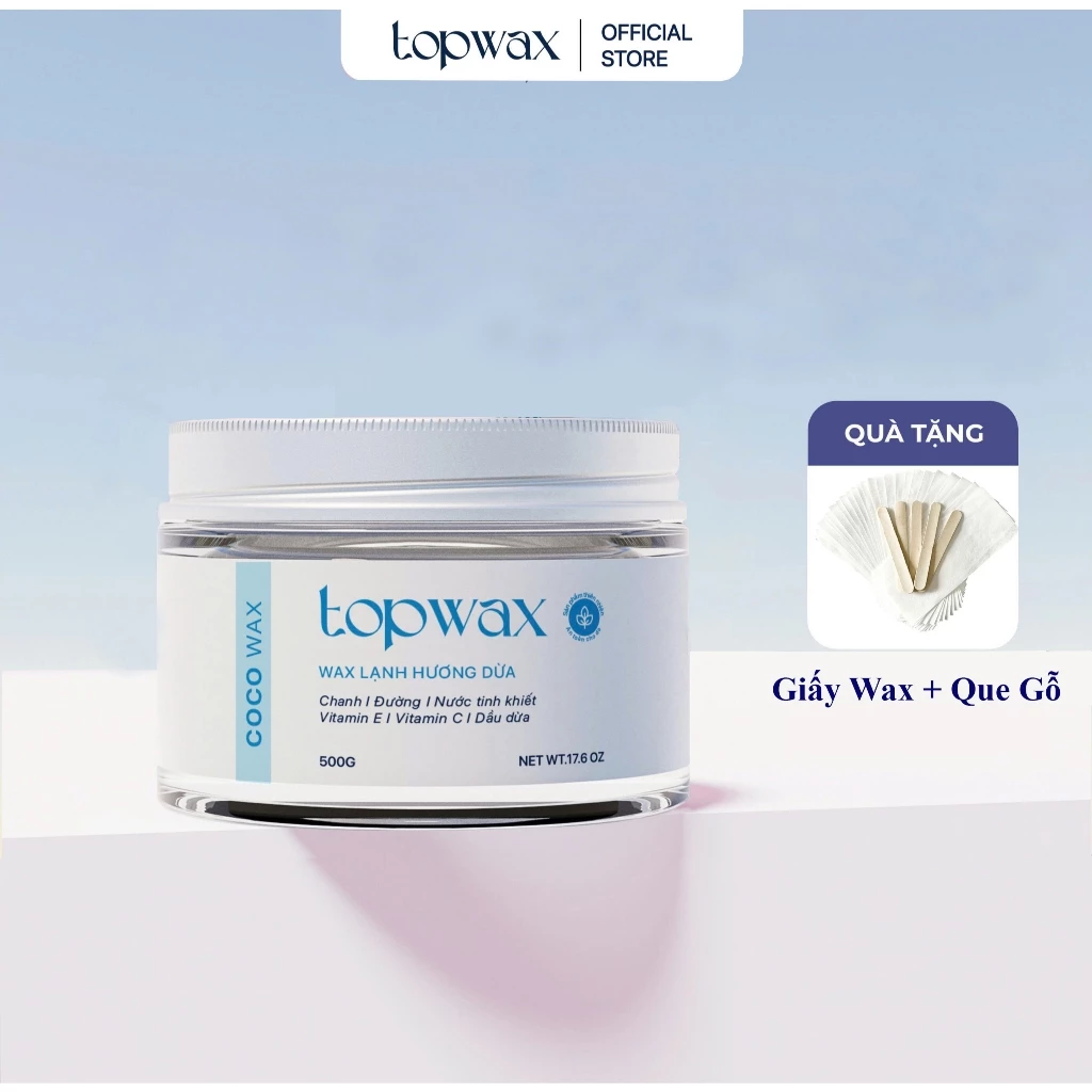 Sáp Wax Lông TOP WAX COCO WAX  HƯƠNG DỪA 500G - Tặng Bộ Dụng Cụ Wax Chuyên Dụng,Wax Lông Tay Chân Nách An Toàn Hiệu Quả