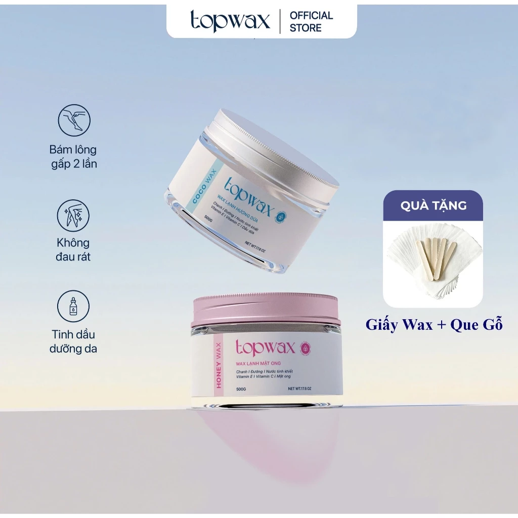 Wax Lông TOPWAX 500G - Tặng Bộ Dụng Cụ Wax Chuyên Dụng,Wax Lông Tay Chân Nách An Toàn Hiệu Quả.