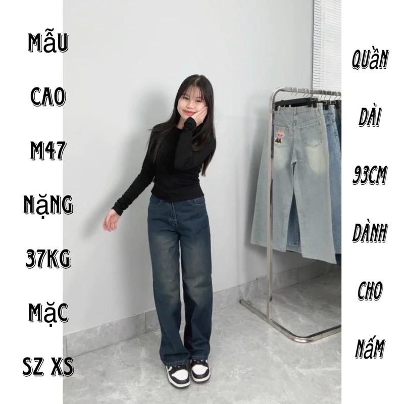 [MẪU MỚI] ( SUÔNG NẤM LÙN ) QUẦN JEANS XANH ĐẬM RETRO MÀI SÁNG ( 93cm ) dành cho các bạn từ m54 trở xuống