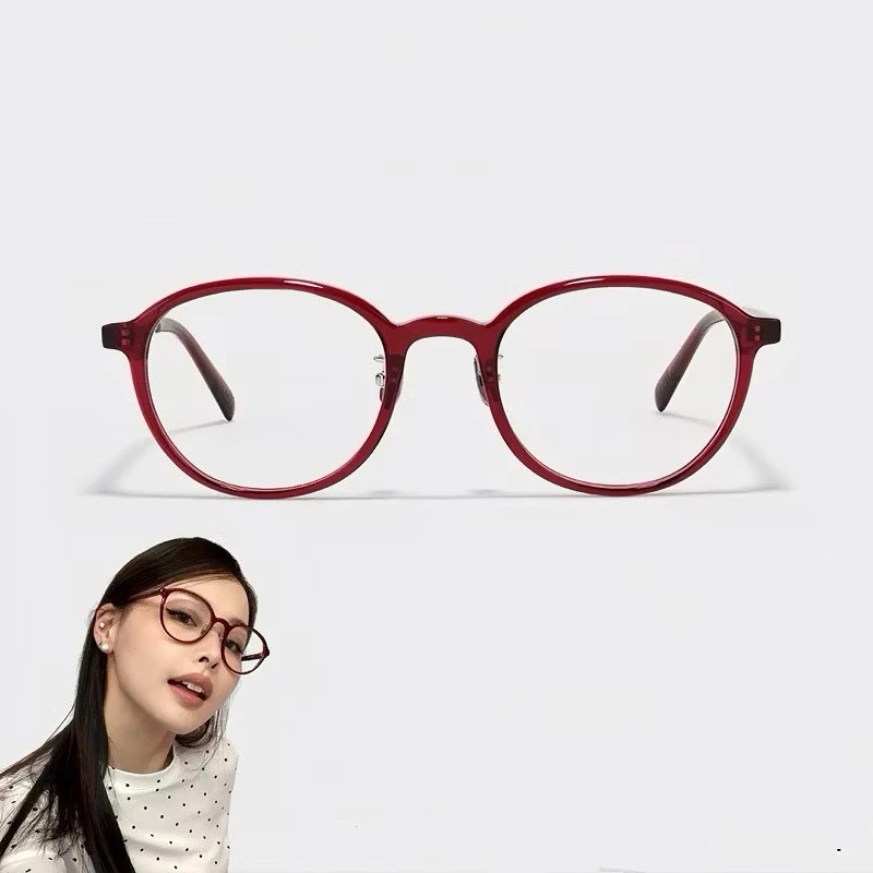 Kính giả cận, Gọng kính cận tròn nhựa dẻo màu đỏ hot trend cực hot C241 Jolie eyewear