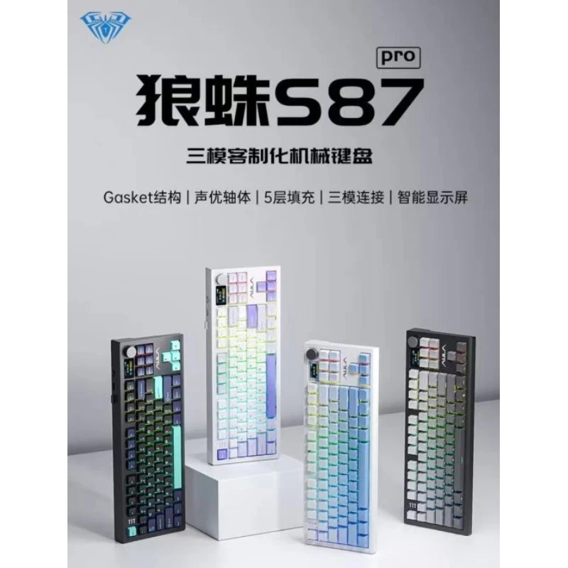 Aula S87/S98 pro bàn phím cơ kết hợp núm xoay và màn hình siêu đỉnh, âm gõ Hifi 3 chế độ kết nối.
