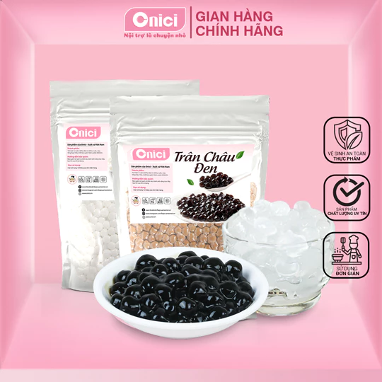 Trân châu trắng, đen nguyên liệu trà sữa Bếp Của Mẹ ONIC 100g,500g,1000g