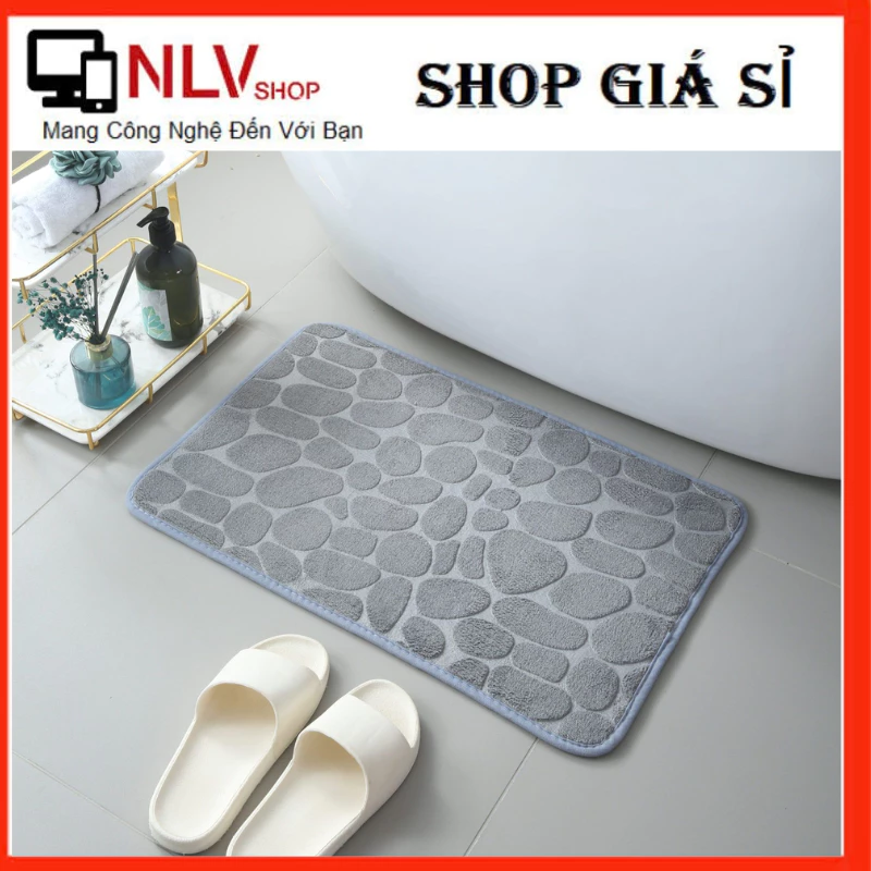 Thảm chùi chân nhà tắm họa tiết vân đá nỗi,hút nước tốt,chống trơn trượt.Thảm lau chân tiện dụng#