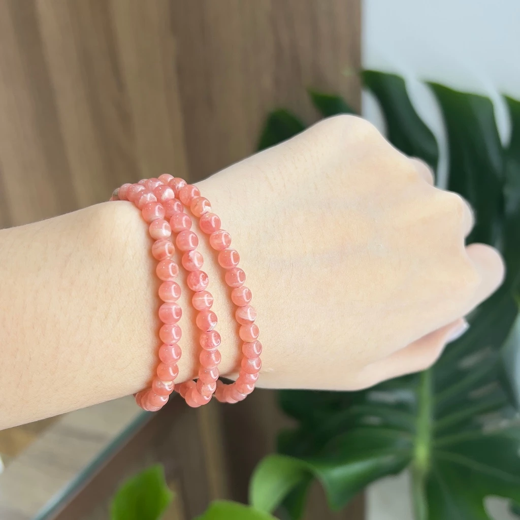 Chuỗi hạt đá màu hồng cam xinh xắn cho nữ