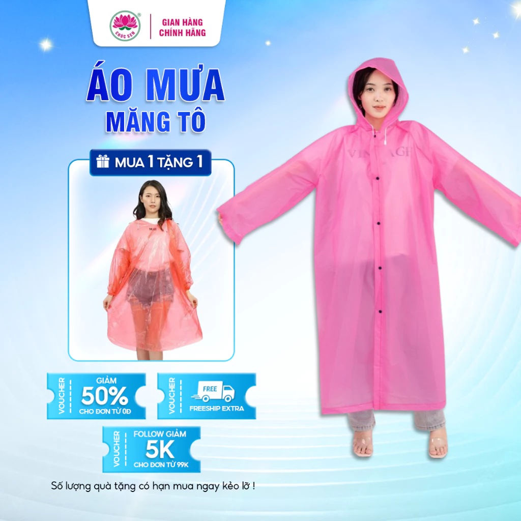 Áo Mưa Măng Tô Thời Trang - Phong Cách Hàn quốc, Chất Liệu EVA Chống Thấm Nước, Màu Hồng Dành Cho Nữ