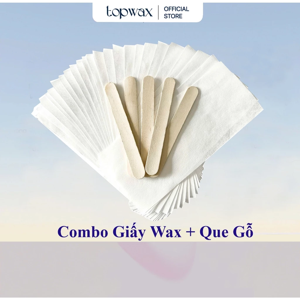 Combo Giấy Wax Chuyên Dụng  Và 5 Que Wax TOP WAX - Bộ Combo Dụng Cụ Hỗ Trợ Wax Hiệu Quả
