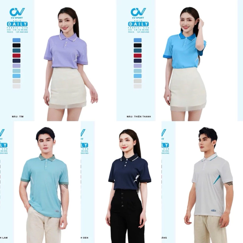 Áo polo thể thao cv C2 Daily siêu xinh, chất liệu thoáng mát, fom dáng dễ mặc, màu sắc tươi trẻ