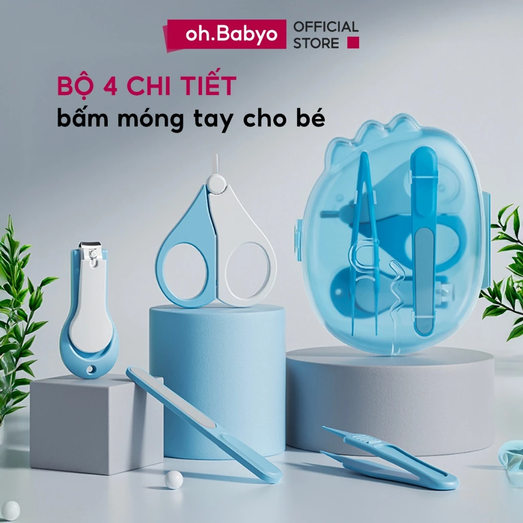 Bộ Bấm Móng Tay 4 Chi Tiết Dụng Cụ Cắt Móng Tay Cho Bé Sơ Sinh Ohbabyo Thép Không Gỉ Cao Cấp