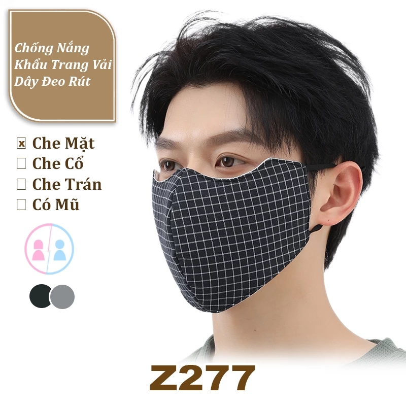 Khẩu Trang Vải Chống Nắng Nam Che Mặt Kháng Khuẩn Tốt ( Face Mask Vải Nỉ Có Dây Rút Mềm Co Giãn )