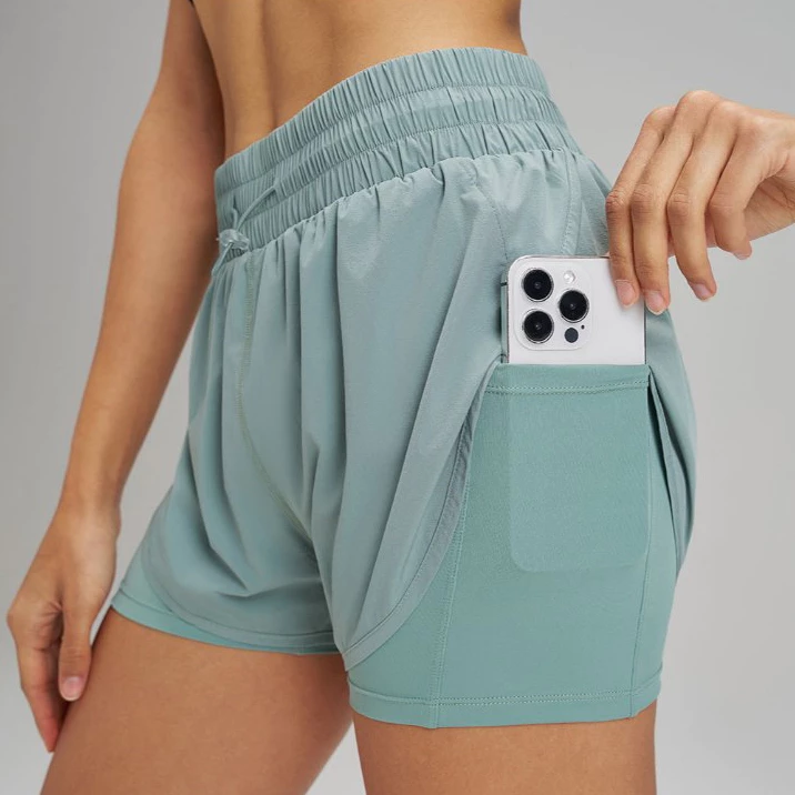 Quần short 2 lớp NAQI 1005 quần đùi chạy bộ , tập gym 2 lớp có túi trong vải mềm mịn