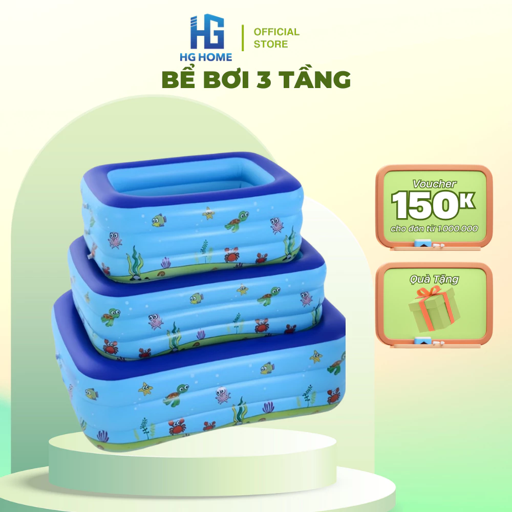 Bể Bơi Cho Bé Trong Nhà Thành Cao HGHOME, 3 Tầng,  Đáy Chống Trượt Đa Dạng Kích Thước [ HÀNG ĐẸP]