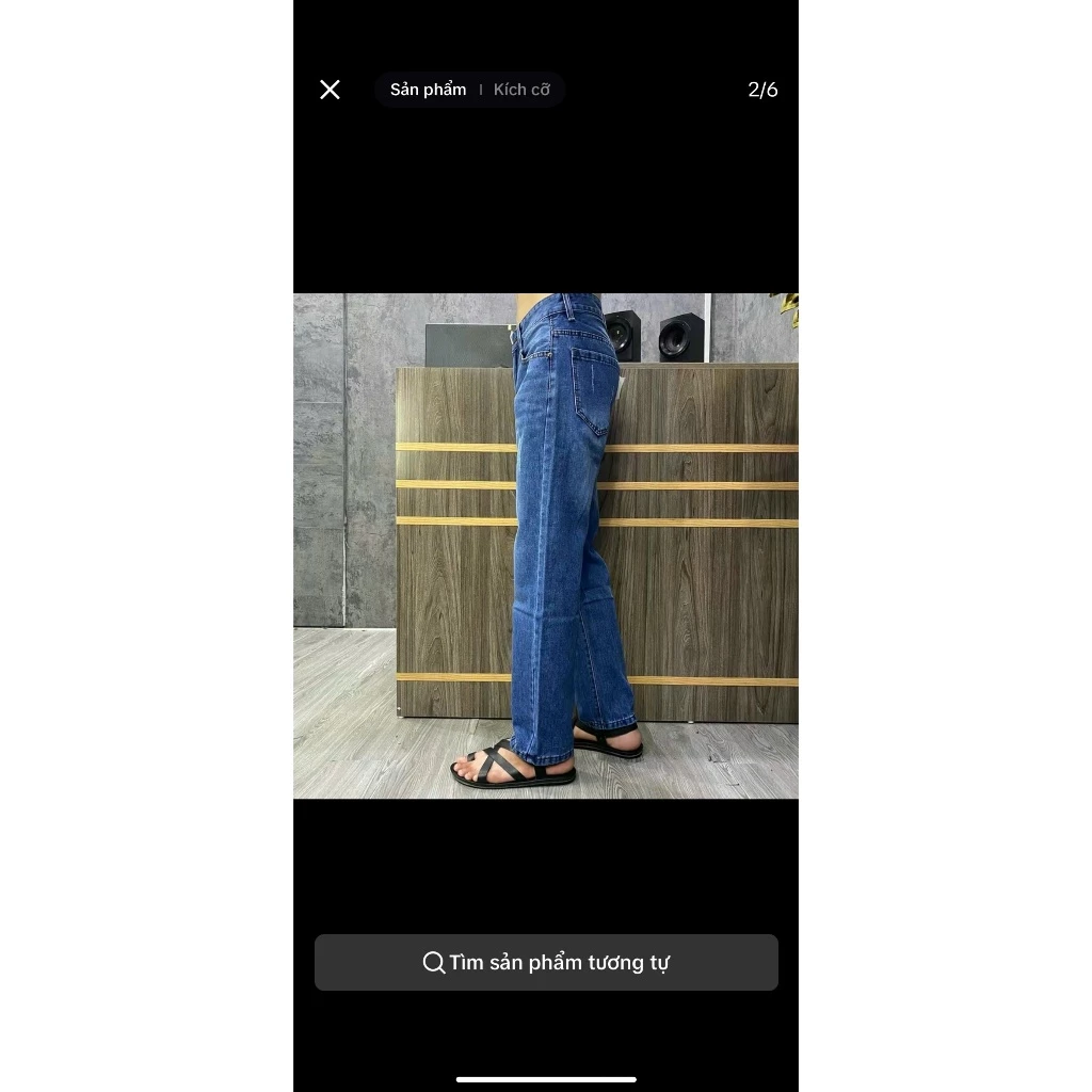 Quần Jean nam ống xuông xanh đậm vải mềm  có túi Menswear Pants Ong