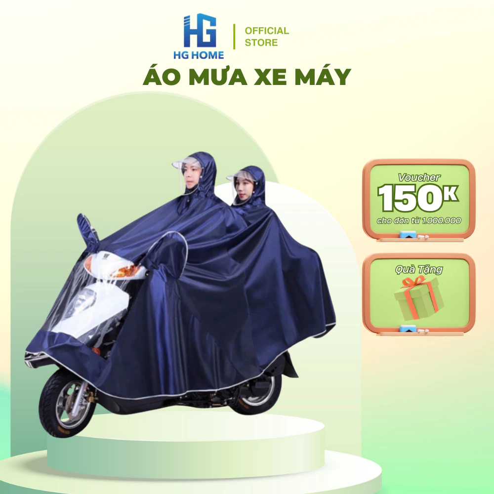 Áo Mưa Phản Quang Đi Xe Máy 1 Người Và 2 Người HGHOME Che Phủ Toàn Thân Kèm Kính Chắn Mưa Tiện Lợi  [ Hàng Đẹp ]