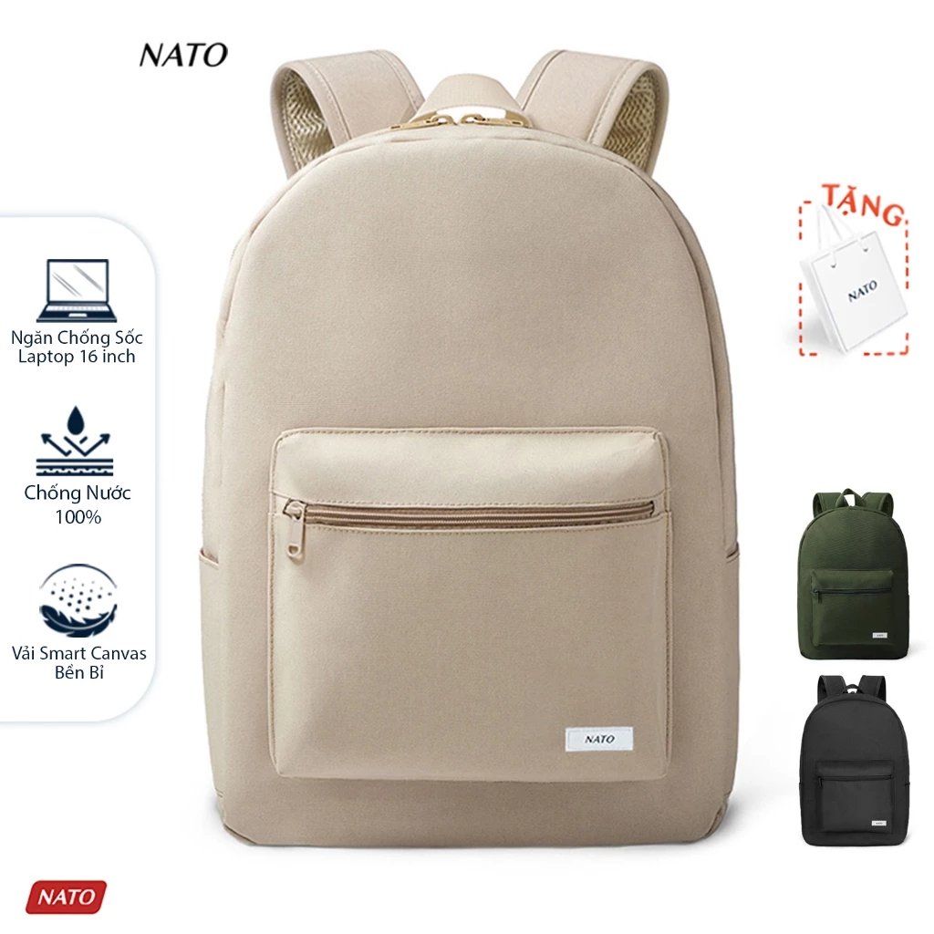 Balo NATO® "Ryan - Backpack" Sợi Vải Smart Canvas Cao Cấp Đựng Laptop 16 Inch Nam Nữ Đẹp Đi Học