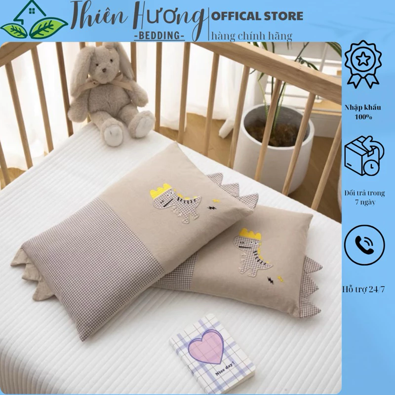 Gối cotton trẻ em thuê họa tiết kích thước 30x50cm Gối cho bé đi học  - Thiên Hương bedding