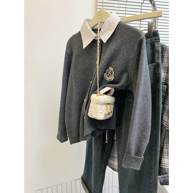 Áo Cardigan Nữ Phối Cổ Sơ Mi Cực Sang – Mềm Mịn, Thoải Mái, siêu đẹp cực dễ mix đồ chuẩn quảng châu