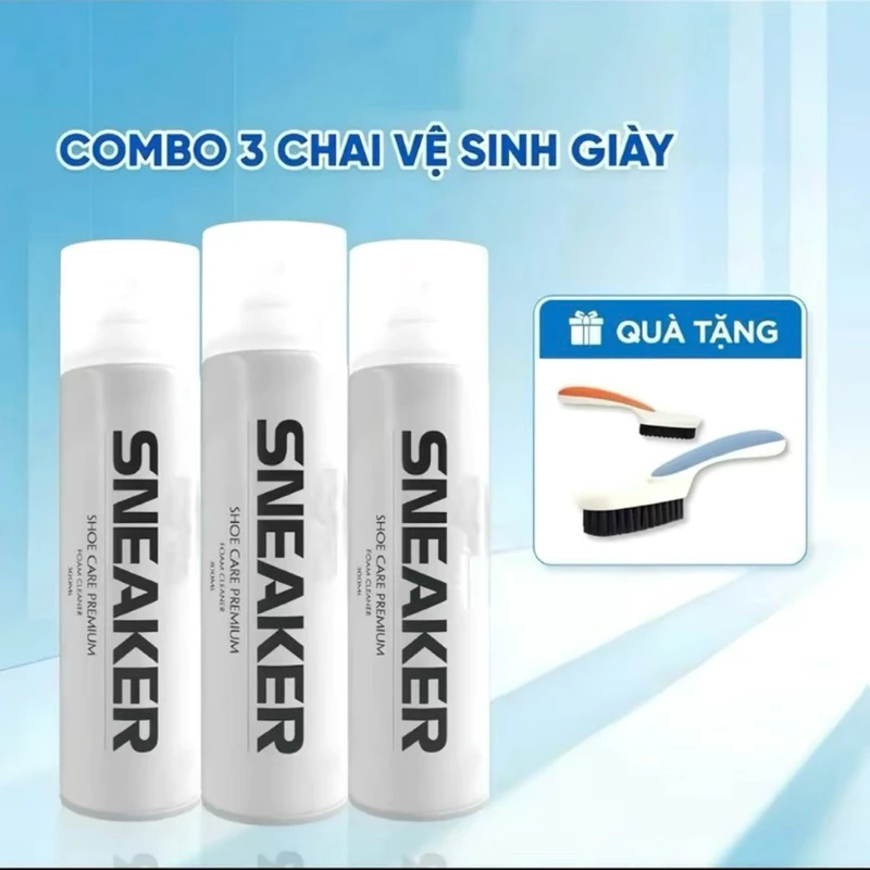 Combo 3 Chai Xịt Tạo Bọt Vệ Sinh Giày, Bình Xịt Tuyết Làm Sạch Trắng Giày Dép, Túi Xách,
