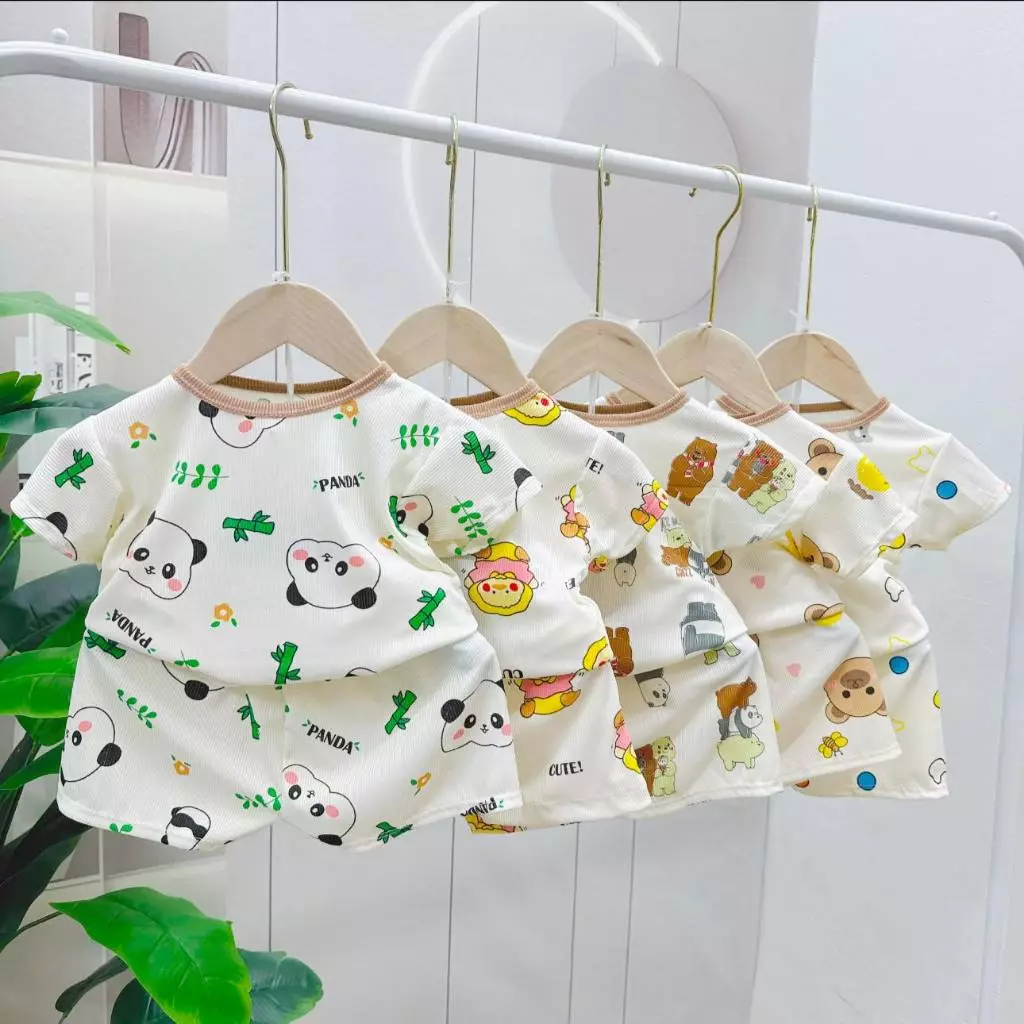 Bộ cộc vải TĂM LẠNH họa tiết cổ chui cho bé