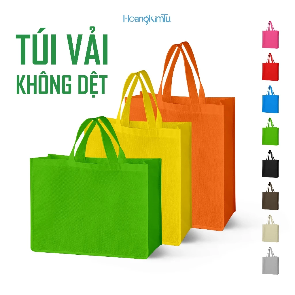 COMBO 50 TÚI - 100 TÚI - 150 TÚI VẢI KHÔNG DỆT, TÚI VẢI THÂN THIỆN MÔI TRƯỜNG, NHIỀU MÀU, NHIỀU SIZE GIÁ XƯỞNG