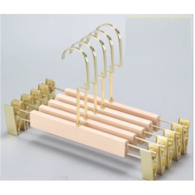 Móc Kẹp Treo Quần Áo Bằng Gỗ Mộc Đầu Kẹp Mạ Vàng Bạc Người Lớn, Kẹp Quần Gỗ Mộc