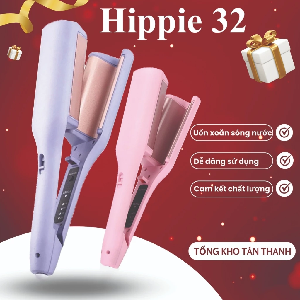 Máy Uốn Tóc Xoăn Hippie Sóng Nước 32mm HGHOME Chất Liệu Gốm Sứ Ceramic Cao Cấp [ HÀNG TỐT ]