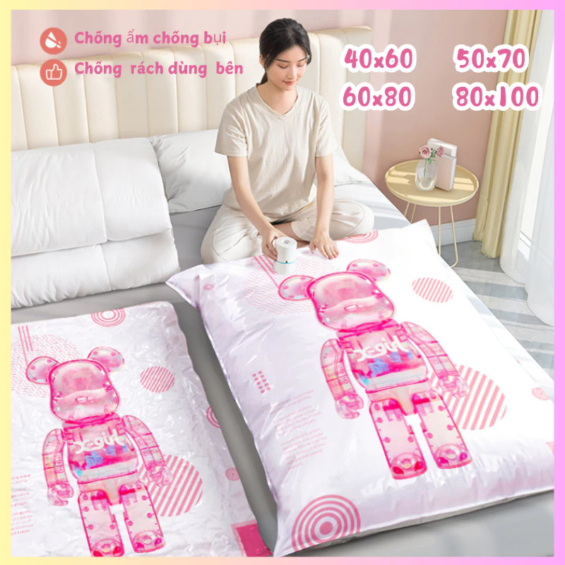 HELLO SHOP Túi hút chân không Túi nén đựng quần áo DÀY GẤP ĐÔI CÓ VAN CHỐNG RÒ HƠI chống ẩm mốc