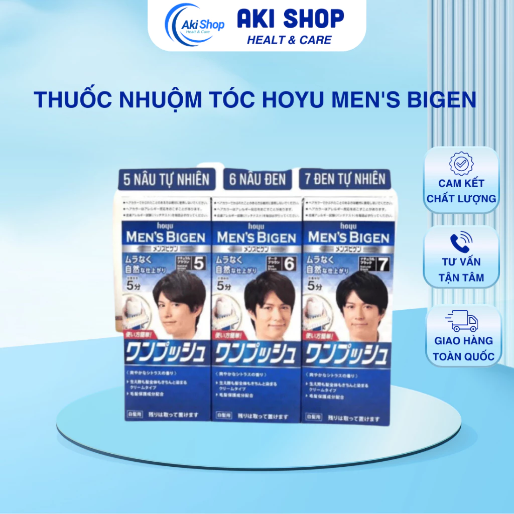 Thuốc Nhuộm Tóc Phủ Bạc Cho Nam Hoyu Men's Bigen Chính Hãng Tone 5 6 7 Nội Địa Nhật