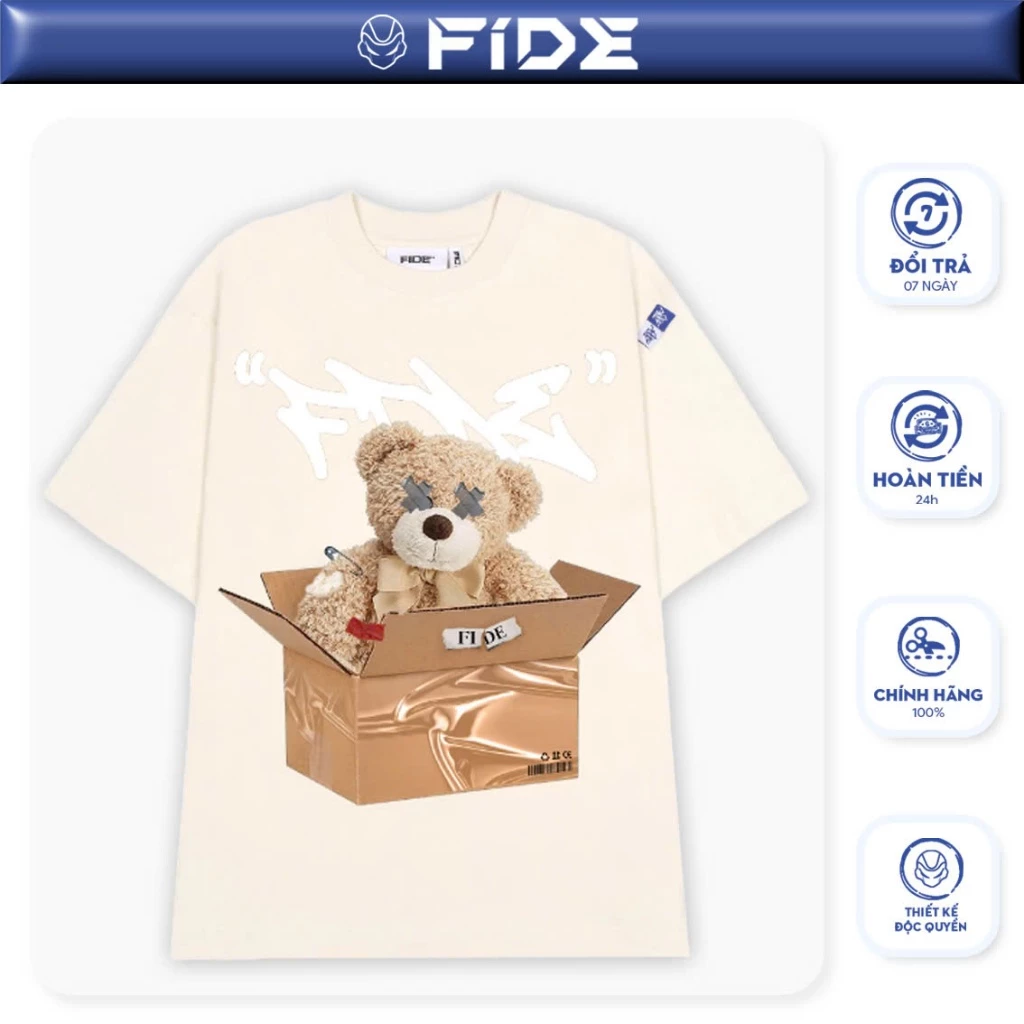 ÁO THUN GẤU FIDE UNISEX NAM NỮ CỔ TRÒN GẤU BOX - AT04