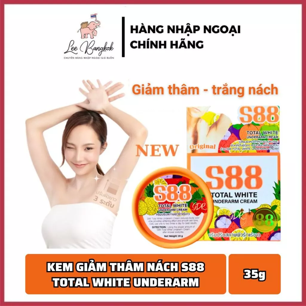 [Chuẩn Thái] Kem Dưỡng Trắng Sáng Giảm Thâm Nách 88 / S88 Total White Giảm Thâm Sạm Vùng Da Dưới Cánh Tay 35g LEEBANGKOK
