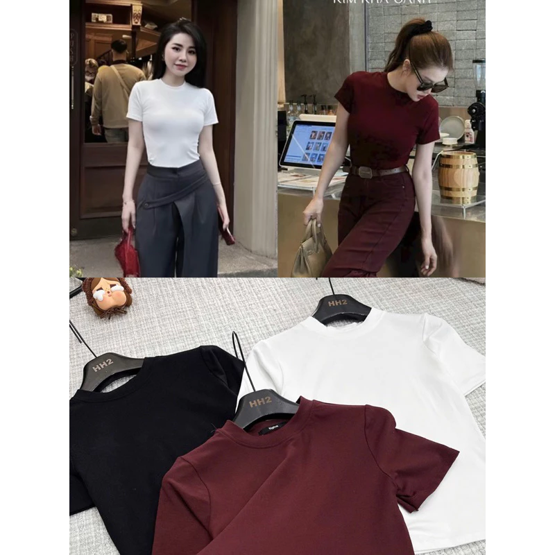 Áo Thun Bozip Tàu Cổ Tròn Ngắn Tay Basic Trơn Nhiều Màu Thời Trang