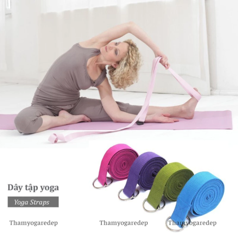 Dây Tập Yoga Cotton Loại Tốt hỗ trợ tập động tác khó, tăng độ dẻo uốn người tập Yoga  1m8 x3,8cm