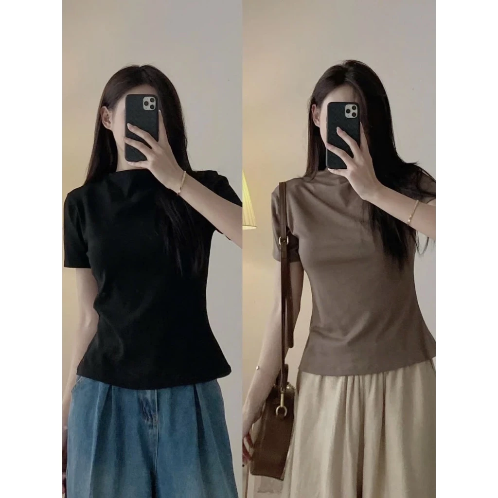 Áo Thun Nữ Cổ 3 Phân, Co Giãn, Ôm Body - 247store - Aocolo228