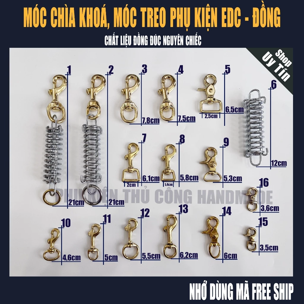 Móc khóa, móc treo phụ kiện EDC Đồng Đúc - Chống rỉ sét