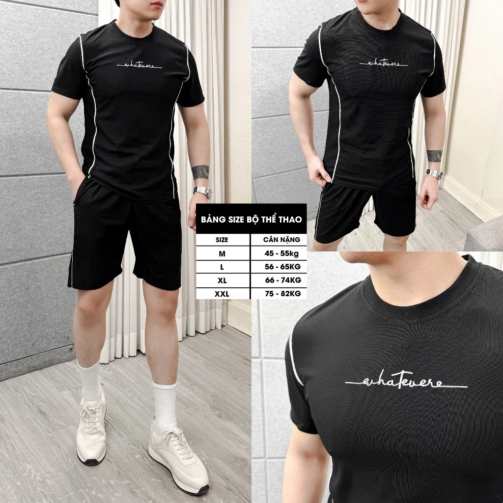 Set Đồ Bộ Mùa Hè Nam Thêu Chữ Ký Co Giãn - Chất Liệu COTTON Pha Tổ Ong Thấm Hút Mồ Hôi Thông Thoáng, Giặt Không Sù