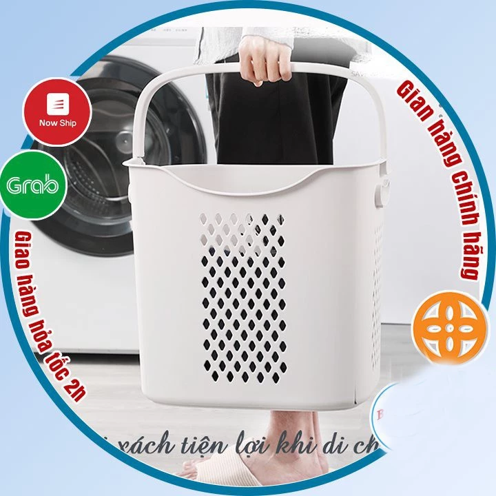 Giỏ caro cao, giỏ đựng đồ đa năng có quai xách nhựa Việt Nhật, Giỏ đựng quần áo thiết kế hiện đại gọn gàng