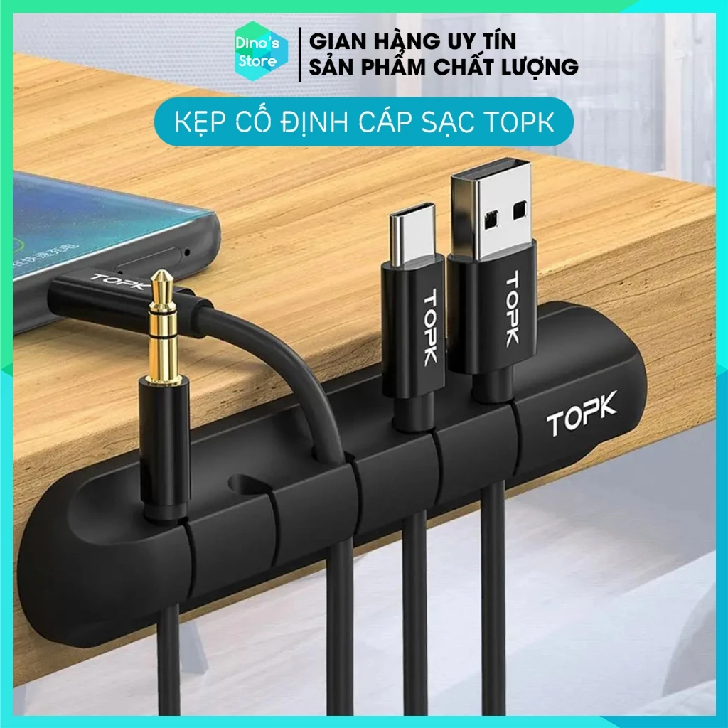 Kẹp cố định dây cáp sạc tai nghe dây phụ kiện đa năng làm gọn bàn làm việc TOPK tiện lợi, giúp bàn làm việc ngăn nắp