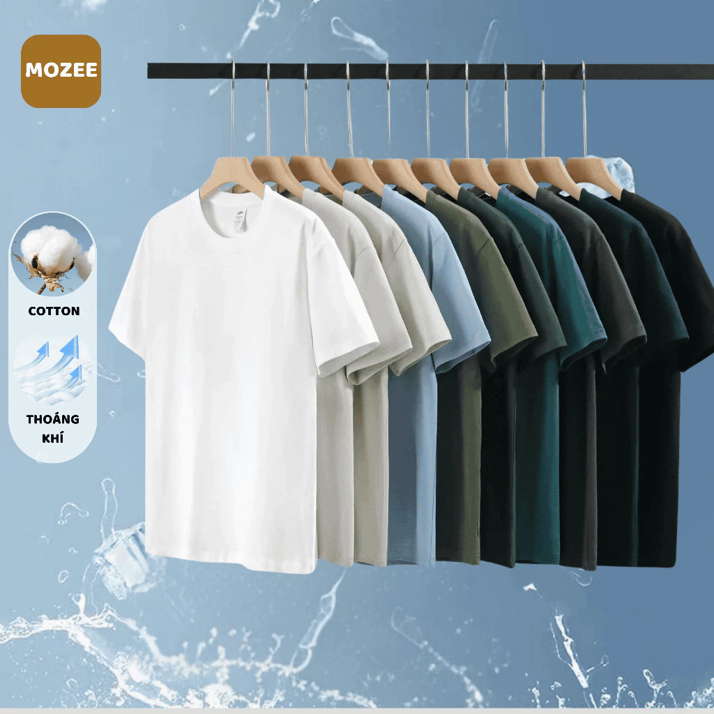 Mozees Áo Thun Cổ Tròn Nam Form Regular 100% Cotton, Định Lượng 230gsm, Chất Mềm Mịn, Thoáng Mát