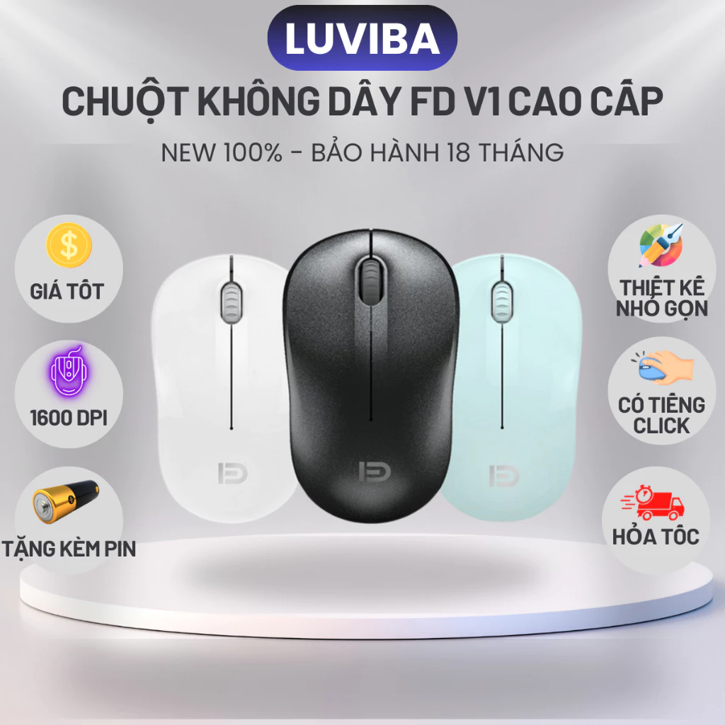 Chuột máy tính không dây văn phòng, chuột laptop gaming công thái học cao cấp LUVIBA V1