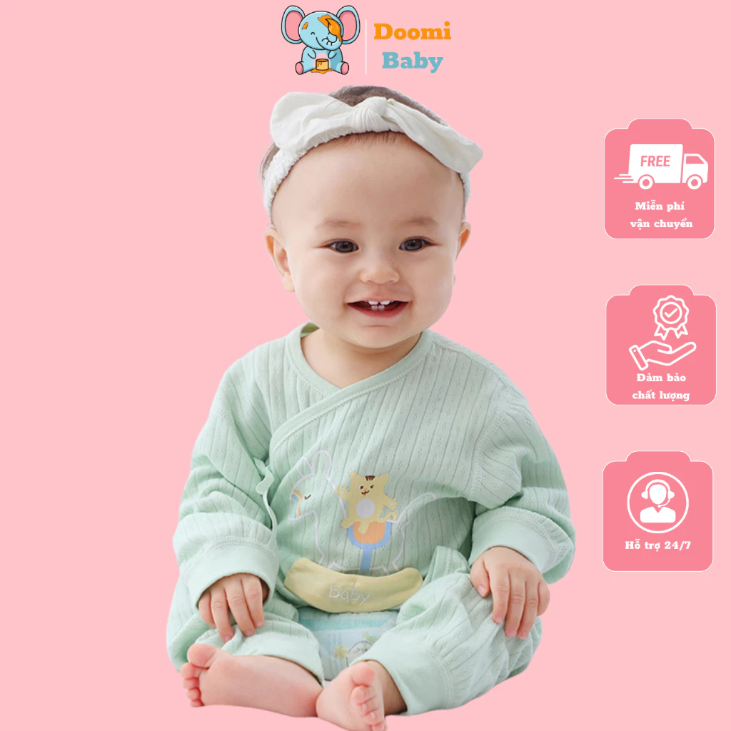 Bộ Quần Áo Dài Cho Bé, Bộ Quần Dài Hở Đũng Chất Liệu Mềm Mịn Thoáng Khí Doomi Baby - HT695