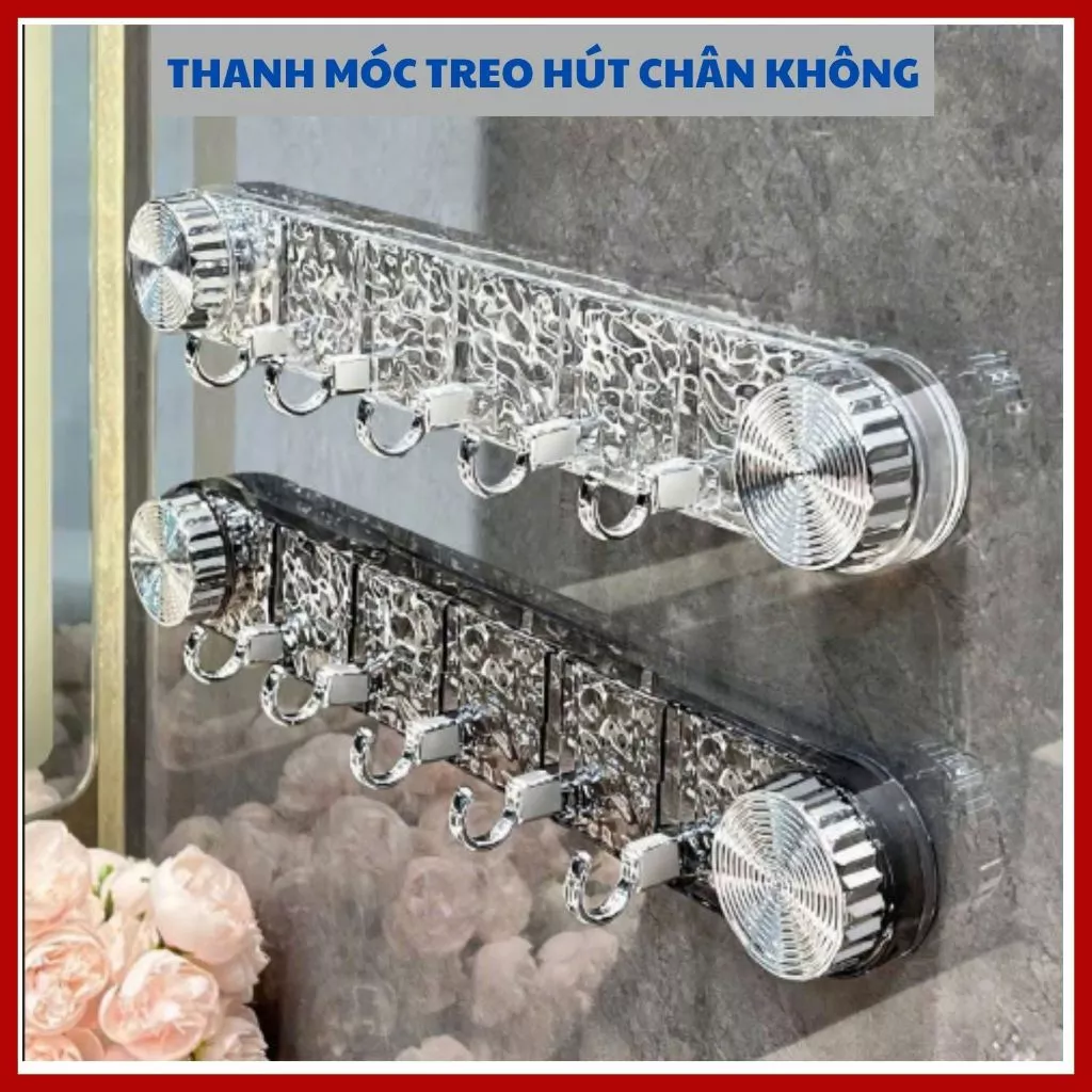 Thanh móc treo đồ hút chân không dùng trong nhà tắm nhà bếp đa năng, Móc treo tường chịu lực tốt