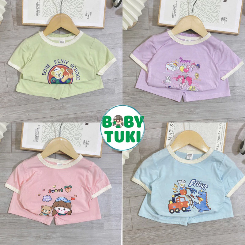 Đồ bộ cộc tay bé trai bé gái chất thun lạnh hoạ tiết ngộ nghĩnh_Quần áo trẻ em mùa hè