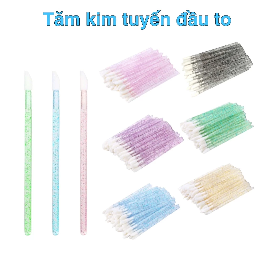 Tăm tháo mi kim tuyến loại đầu to, bịch 50 cây (dụng cụ nối mi)