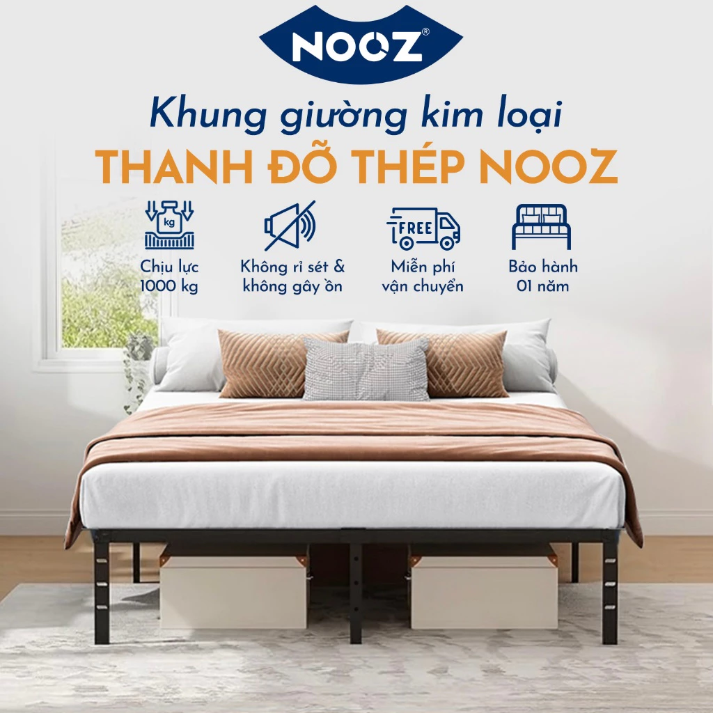 Giường Sắt NOOZ Với Thanh Đỡ Bằng Thép Dễ Lắp Ráp NOOZ Home Goods Metal Platform Bed Frame